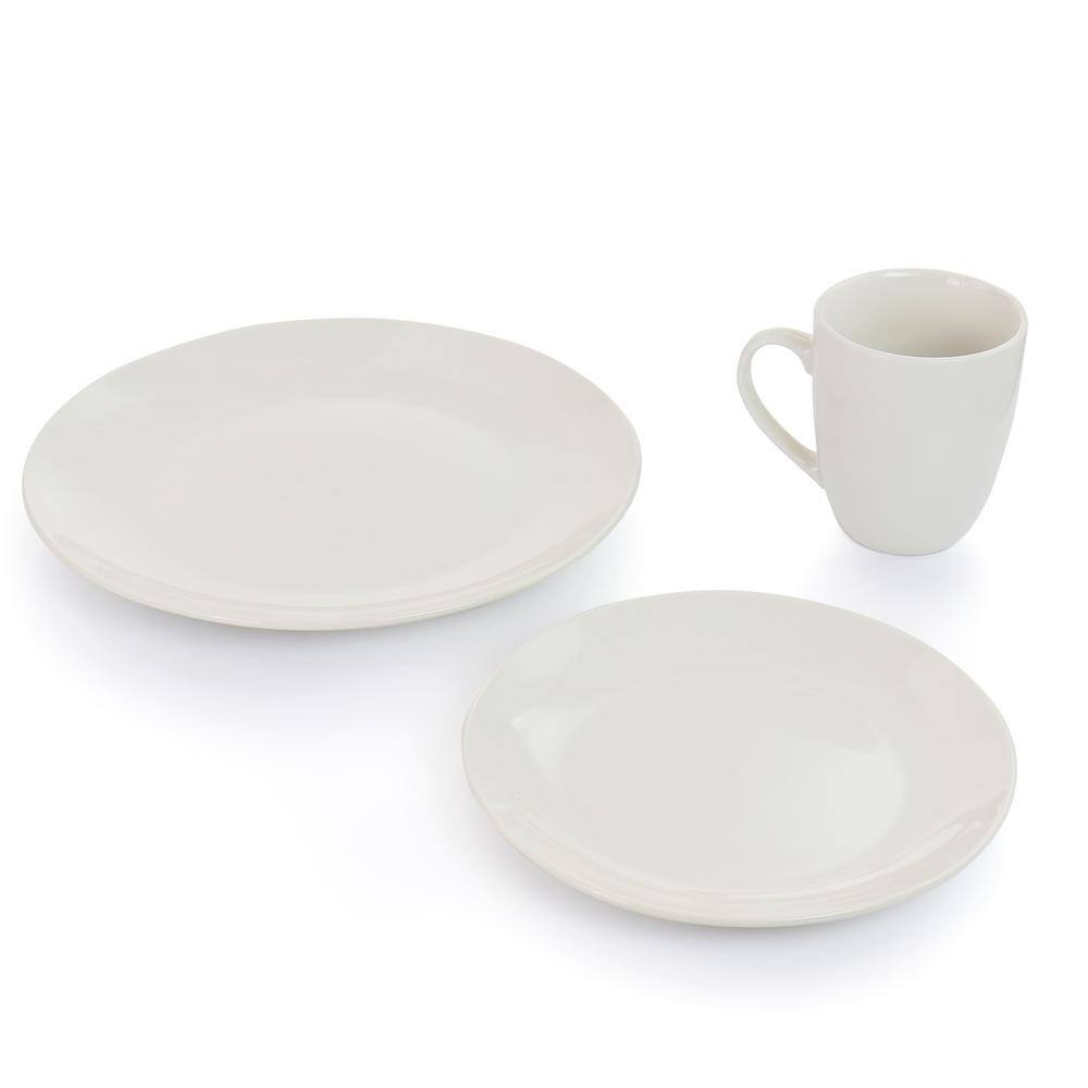 White Porcelain 32-Piece Dinnerware Set with Serving Bowls