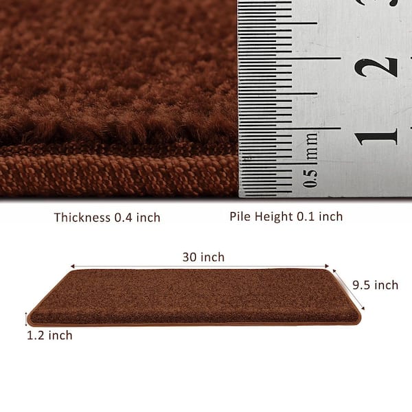 Brown 9.5 in. x 30 in. x 1.2 in. Polypropylene Carpet Stair Tread Cover Indoor Mats Self Adhensive Tape Free Set of 12