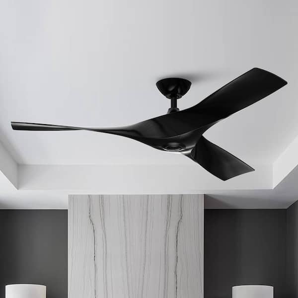 Parrot Uncle 52 in. Modern Black Downrod Ceiling Fan with Remote