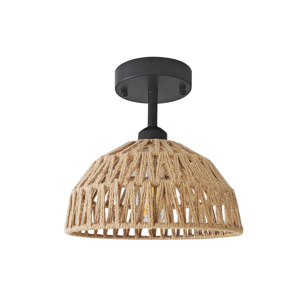 10.5 in. 1-Light Brown Boho Rattan Flush Mount Ceiling Light Fixture with Hand-Woven Rattan Shade price history on PriceWatchPro