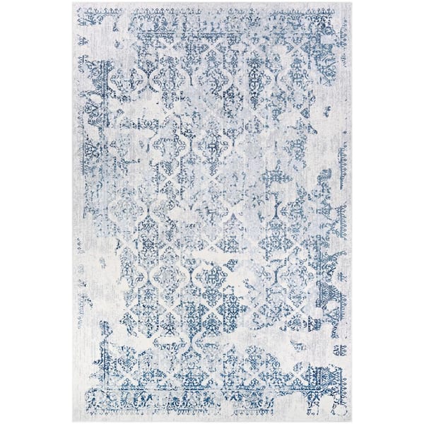 Couristan Calinda Grand Damask Steel Blue-Ivory 9 ft. x 12 ft. Area Rug