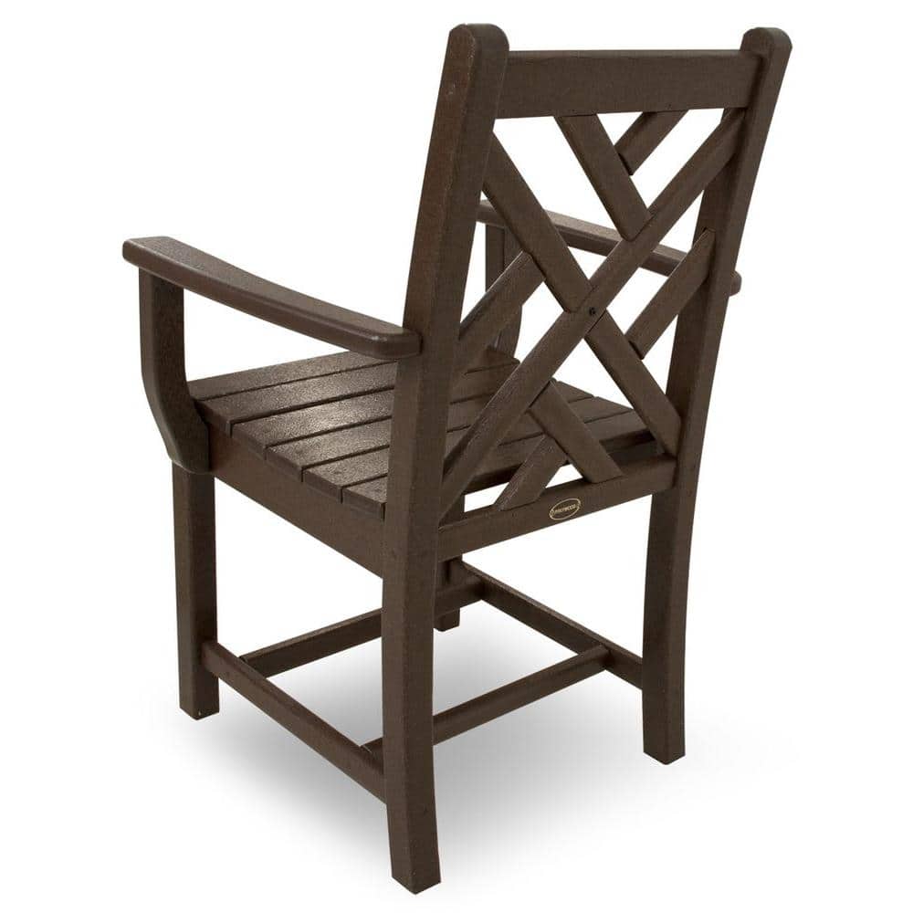Mahogany Chippendale Style Outdoor Dining Arm Chair