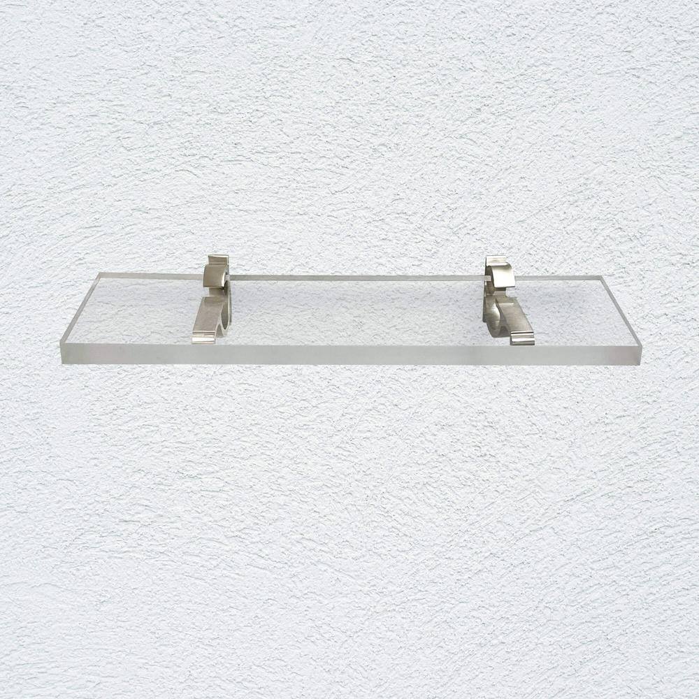 Clear Acrylic Floating Wall Shelf with Brushed Nickel Brackets