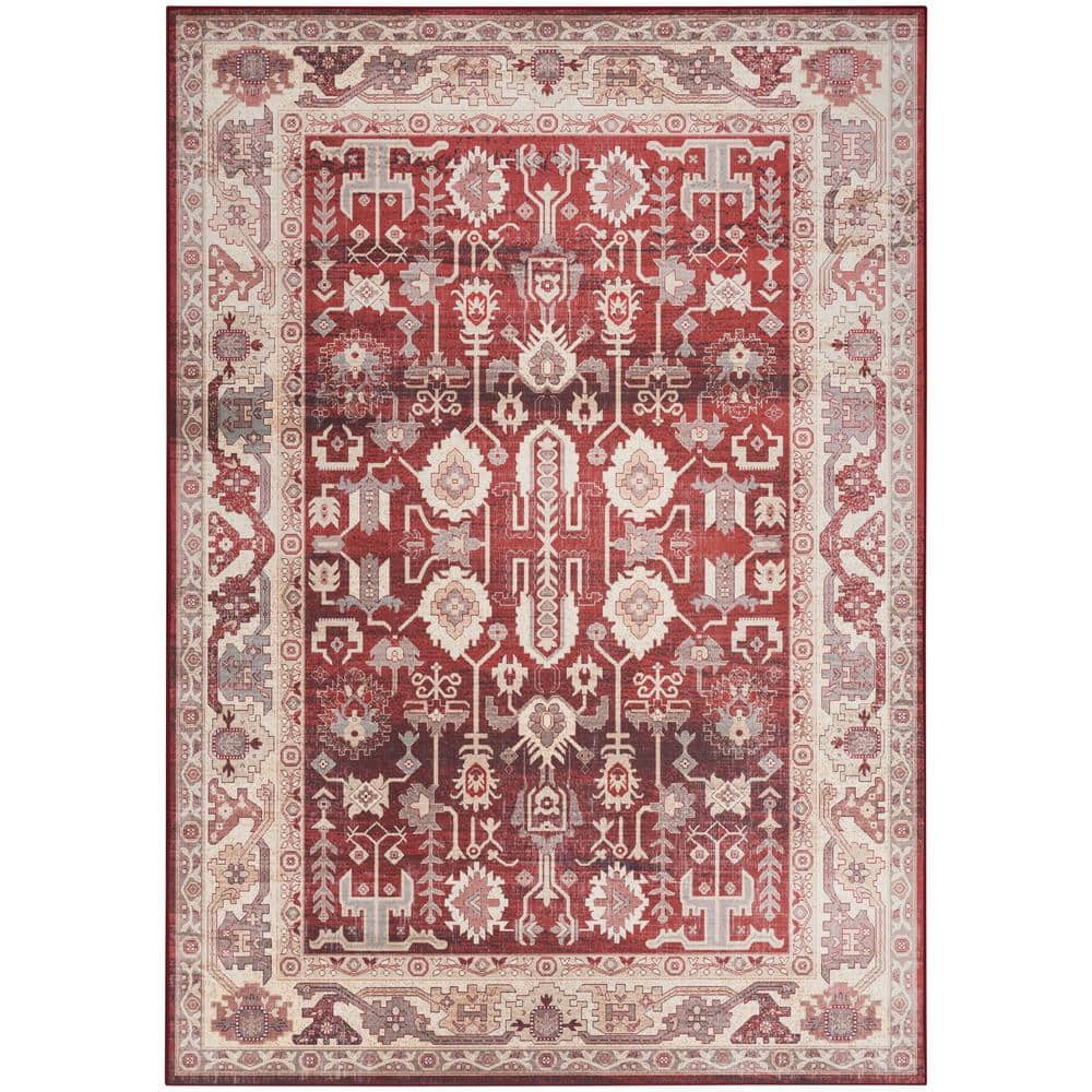 Nourison Vintage Home Red 5 ft. x 7 ft. Medallion Traditional Area Rug