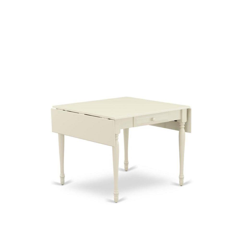 Linen White Rectangular Dining Table Set with Black Upholstered Chairs