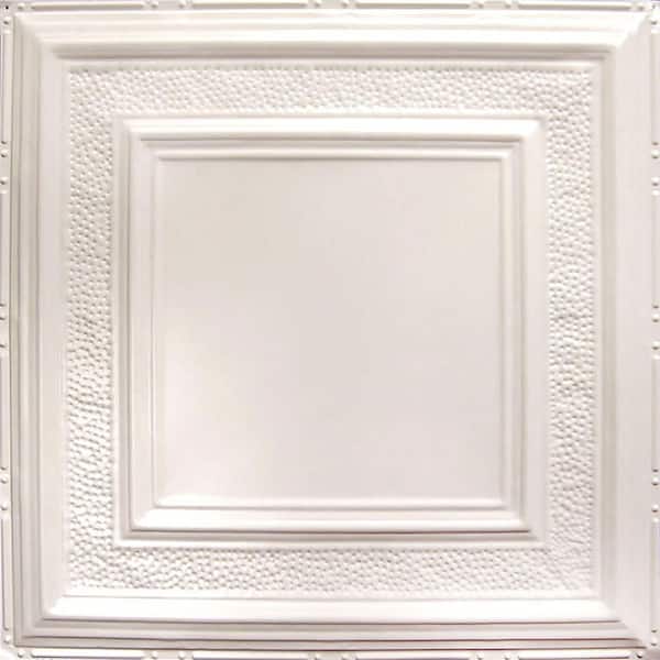 American Tin Ceilings 2-ft x 2-ft Creamy White Satin Steel Surface-mount Ceiling Tile (5-Pack, 20-sq ft / Case)