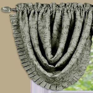 Sutton 36 in. L Polyester Window Curtain Waterfall Valance in Sage