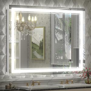 48 in. W x 36 in. H Rectangular Frameless 192 LEDs/m Front Lighted Anti-Fog Tempered Glass Wall Bathroom Vanity Mirror