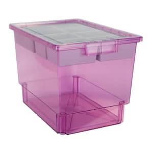 Bin/ Tote/ Tray Divider Kit - Triple Depth 12" Bin in Tinted Purple - 3 pack