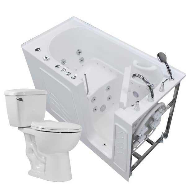 Universal Tubs 60 in. Walk-In Whirlpool and Air Bath Tub in White with 1.6 GPF Single Flush Toilet