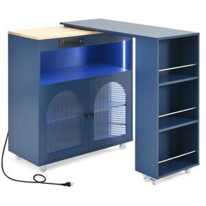 Kitchen Cart YIORTWO Kitchen Island Cart With Extended Table, Rolling Kitchen Island On Wheels With LED