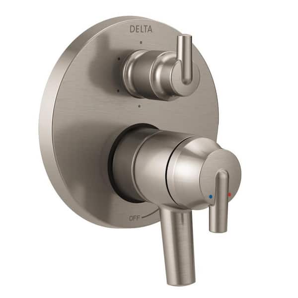 Delta 2-Handle Wall-Mount Valve Trim Kit with 6-Setting Integrated Diverter in Stainless (Valve Not Included)