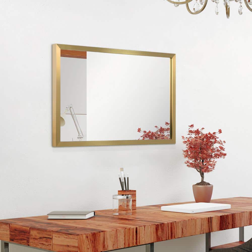 Sleek Contempo 20" x 30" Gold and Silver Rectangular Wall Mirror