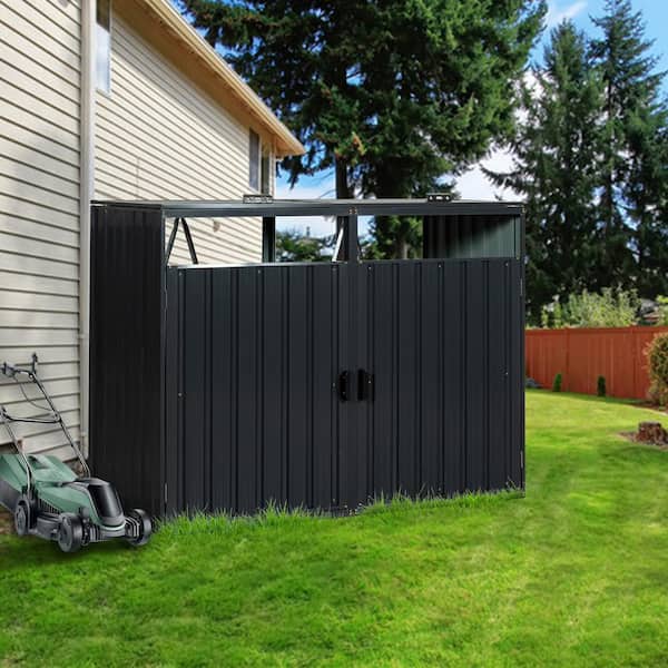 5.2 ft. W x 2.6 ft. D Black Metal Outdoor Trash Cans Storage Shed (13.52 sq. ft.)
