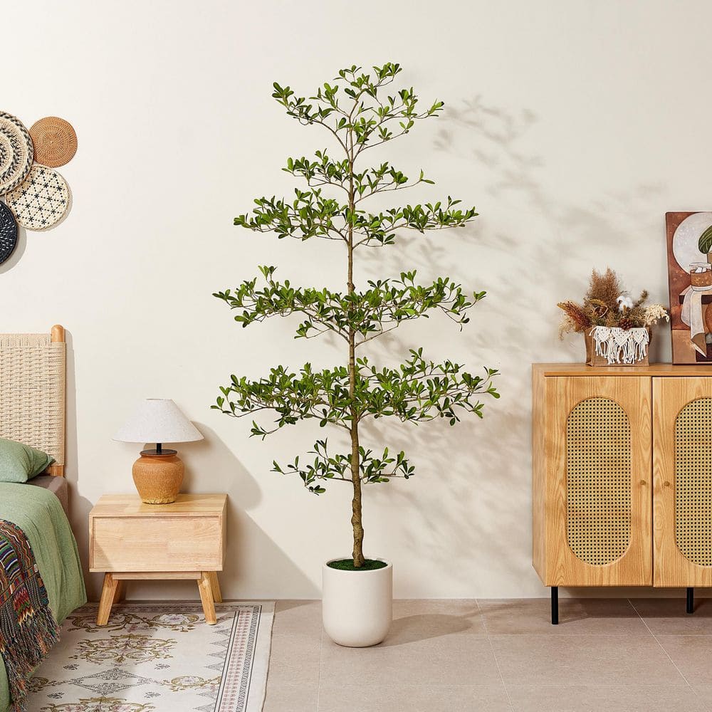 高橋オリア大樹 DR.Planzen Artificial 7 ft. Black Olive Tree with White Planter