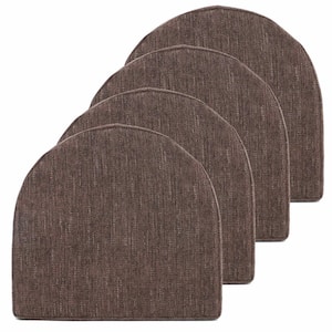 High-Density Memory Foam 17 in. x 16 in. U-Shaped Non-Slip Indoor/Outdoor Chair Seat Cushion with Ties Coffee (4-Pack)