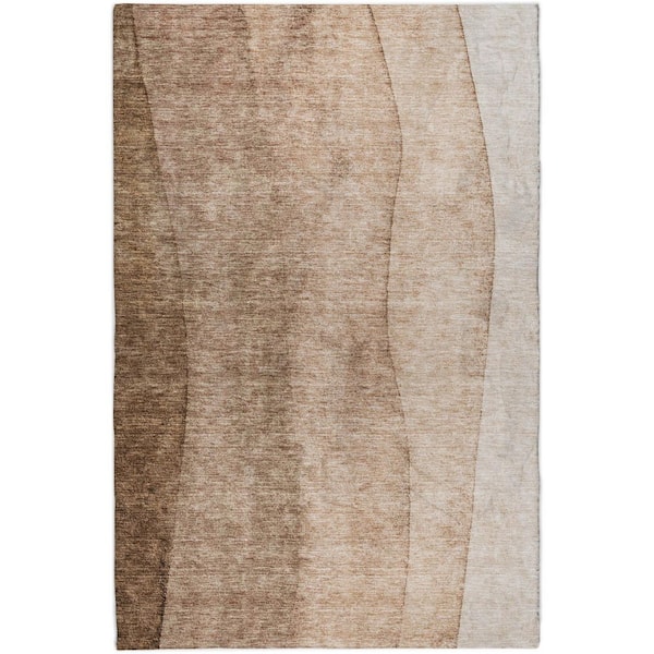 Dream Shag Premium Machine Washable Abstract ADS690 Taupe 8 ft. x 8 ft. Round Rug