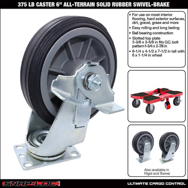 12 PC 3" CASTER WHEEL WITH SWIVEL BASE AND WHEEL W/ BRAKES AND BEARINGS RUBBER 