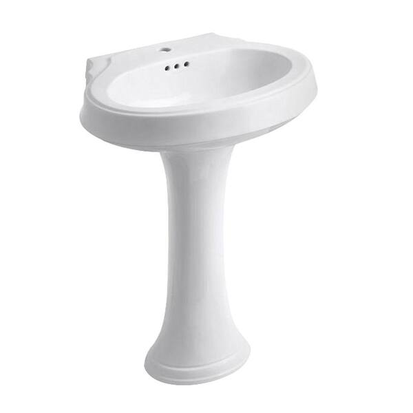 KOHLER Leighton Pedestal Combo Bathroom Sink in White-DISCONTINUED