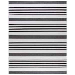 Beach House Light Gray/Charcoal 9 ft. x 12 ft. Striped Indoor/Outdoor Patio  Area Rug