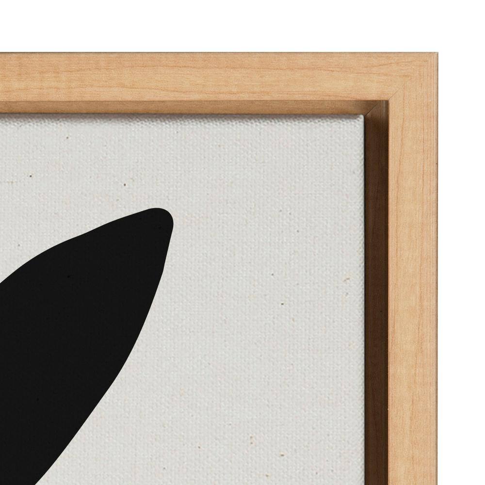 Modern Black and White Botanical Canvas Print with Natural Frame