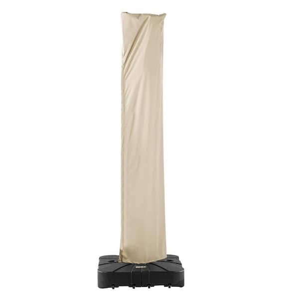 10 ft. Polyester Cantilever Patio Umbrella Cover UV Resistant Windproof with Zipper Rod Outdoor Beige in Neutral