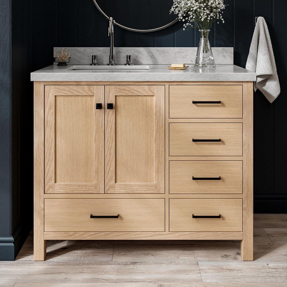 Cambridge 42 in. Single Sink Freestanding Bathroom Vanity in Oak with Carrara White Marble Top price history on PriceWatchPro