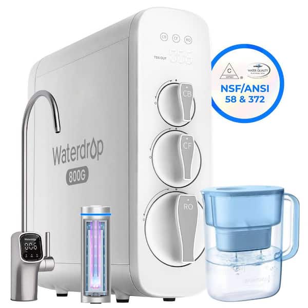 G3P800 RO System NSF/ANSI 42 and 53 and 58 and 372 Certified LED Purifier Smart Faucet Lucid 10-Cup Water Filter Pitcher