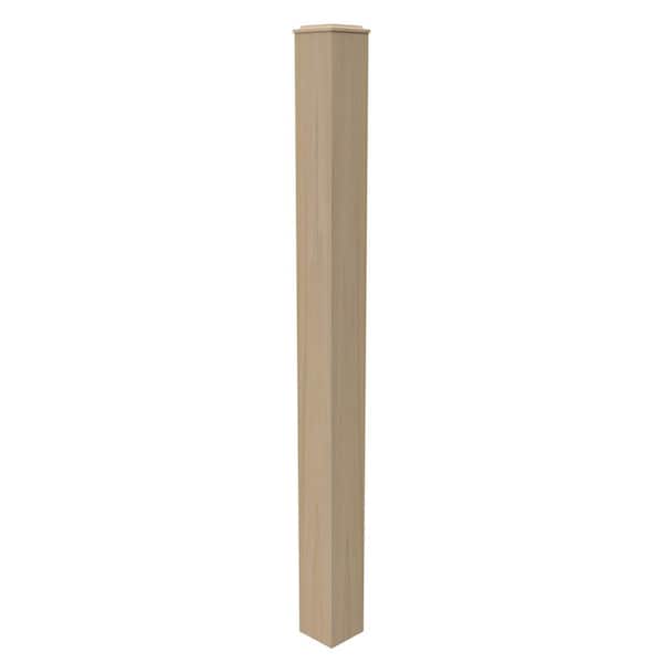 Stair Parts 4077 64 in. x 3-1/2 in. Unfinished Poplar Starting or Landing Solid Core Box Newel Post for Stair Remodel