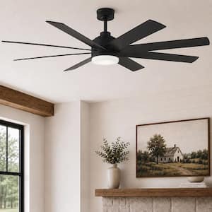 Celene II 62 in. Indoor/Outdoor Matte Black DC Motor Ceiling Fan with Adjustable White Integrated LED w/ Remote Included