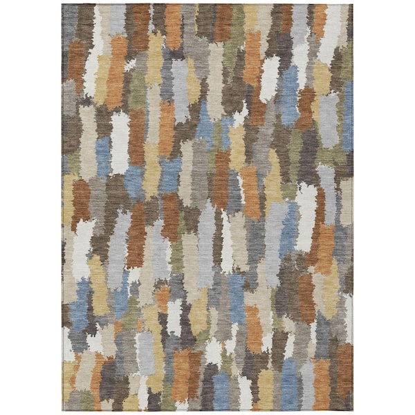 Chantille Machine Washable Indoor/Outdoor Abstract ACN2437 Chocolate 5 ft. x 7 ft. 6 in. Area Rug
