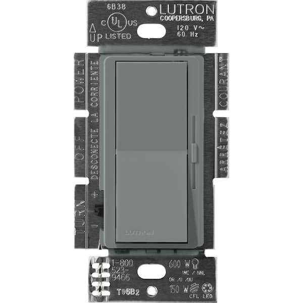 Lutron Diva Dimmer Switch for Magnetic Low Voltage, 600-Watt/Single-Pole or 3-Way, Slate (DVSCLV-603P-SL)
