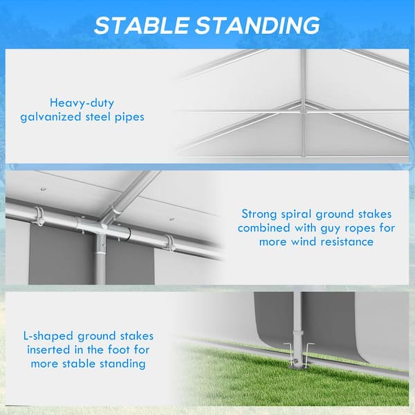 Outsunny 20 ft. x 20 ft. White and Gray Large Canopy Tent