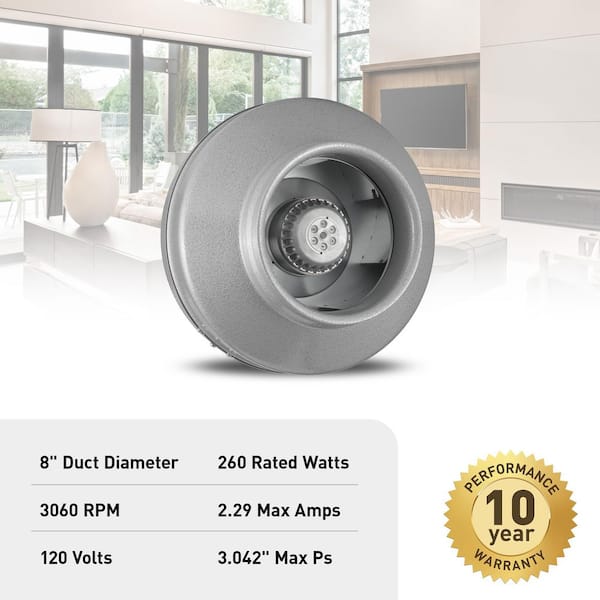 Vortex 8 in. Powerfan Inline Duct Fan VTX800 - The Home Depot