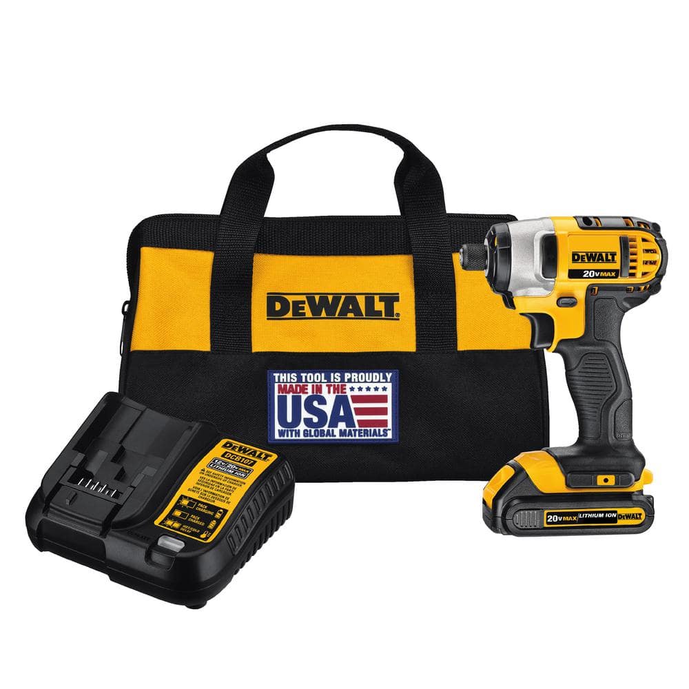 DEWALT 20V MAX Cordless 1/4 in. Impact Driver, (1) 20V 1.3Ah Battery, Charger, and Bag DCF885C1 - The Depot