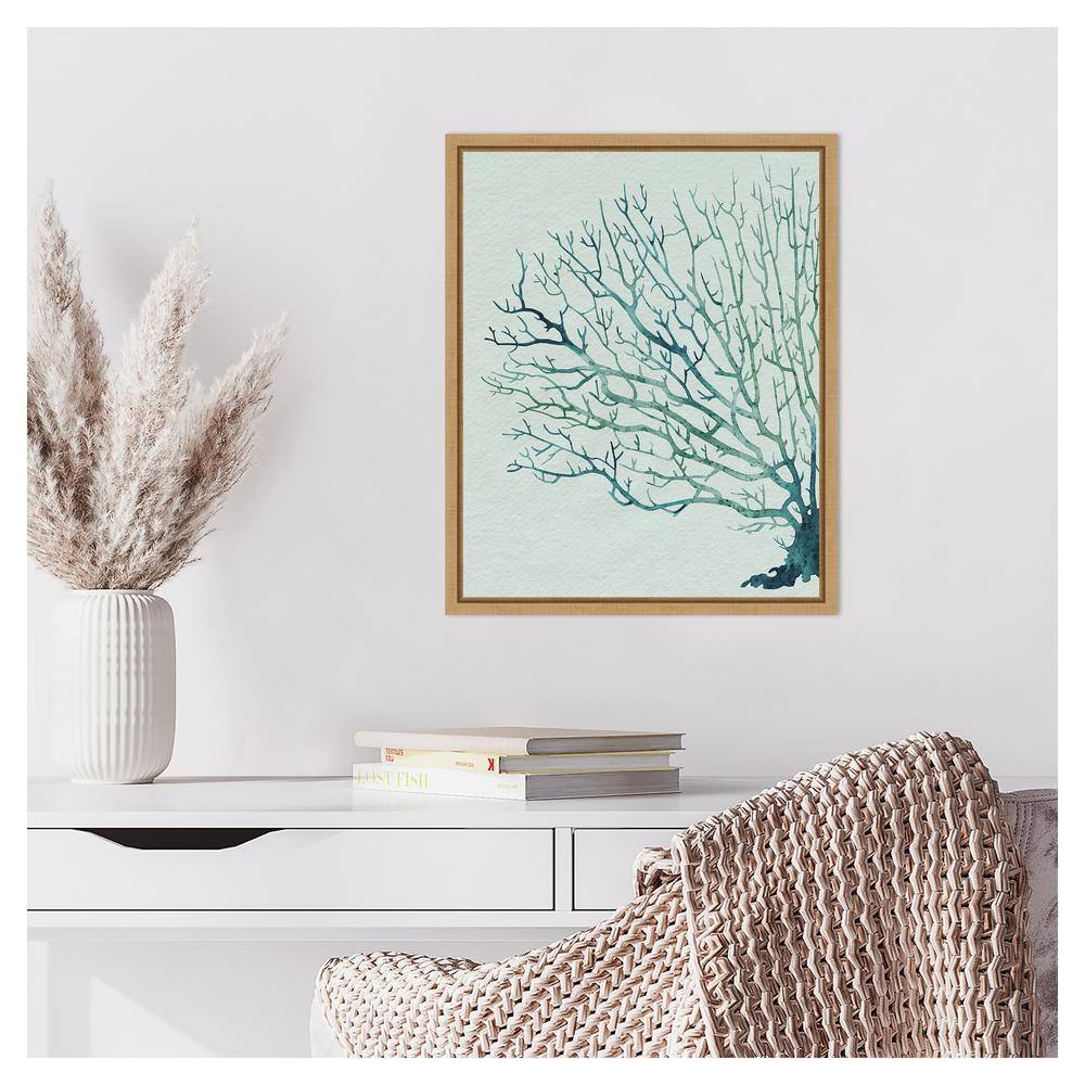 Seaglass Shadow II Abstract Tree Canvas Art with Maple Frame
