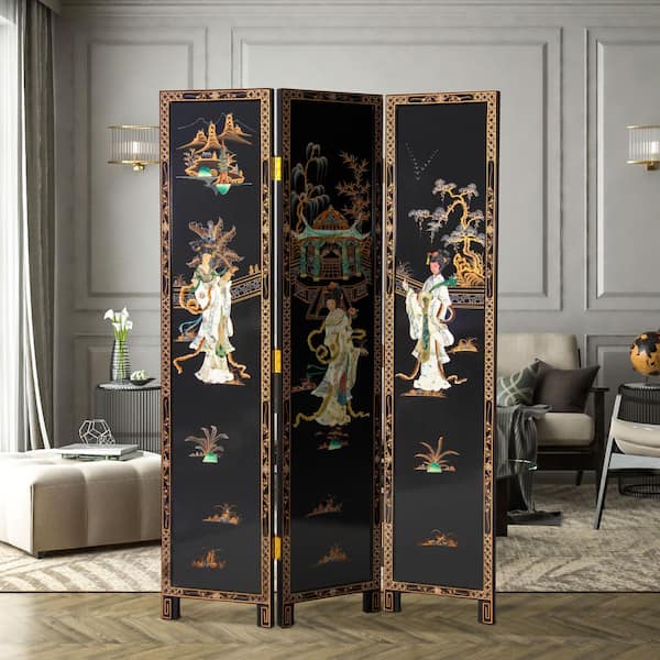 6 ft. Black 3-Panel Royal Ladies Room Divider