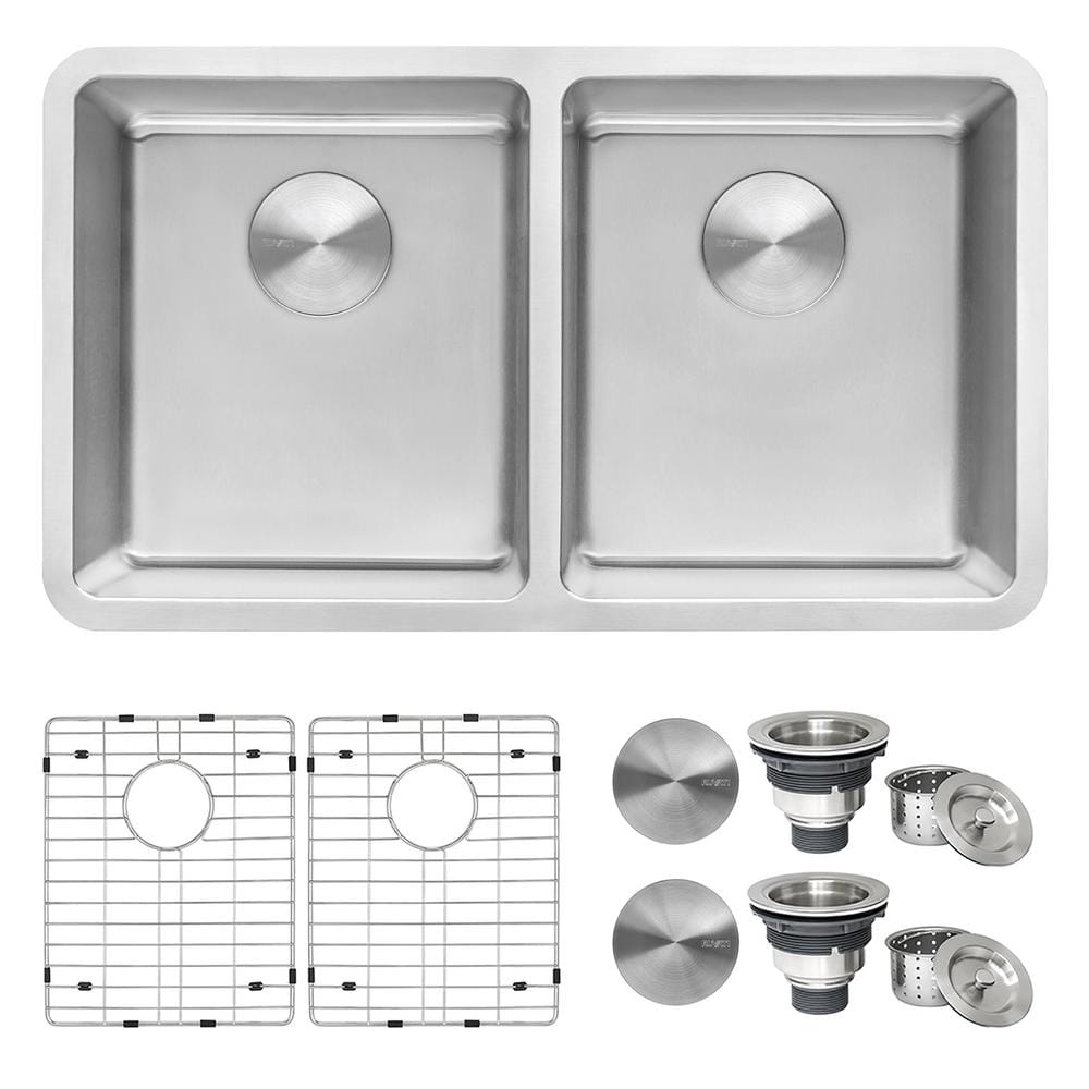 Ruvati 35-inch Stainless Steel Double Bowl Drop-In Kitchen Sink