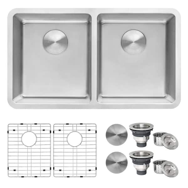 Modena 31 in. Undermount 50/50 Double Bowl 16-Gauge Stainless Steel Kitchen Sink with Gently Rounded Corners