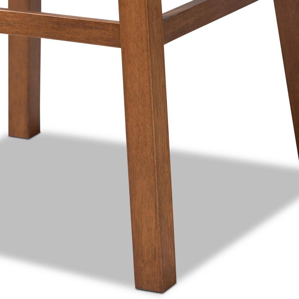 Gregory Walnut & Grey Swivel Bar Stool Set with Button Tufting