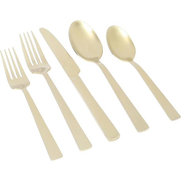 GIBSON elite Earlston 20-Piece Stainless Steel Flatware Set in Champagne Gold