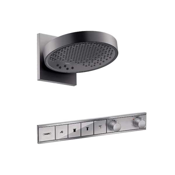 Rainfinity 3-Spray Patterns with 1.75 GPM 9.8 in. Wall Mount Fixed Shower Head in Brushed Black Chrome