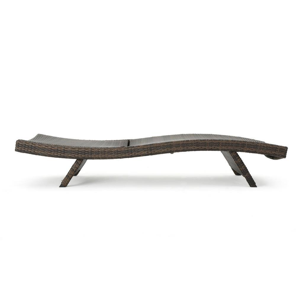 Mixed Mocha Wicker and Aluminum Outdoor Chaise Lounge Set of 2