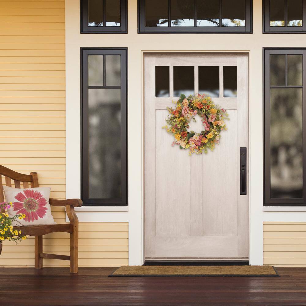 24" Vibrant Artificial Rose and Daisy Floral Spring Wreath