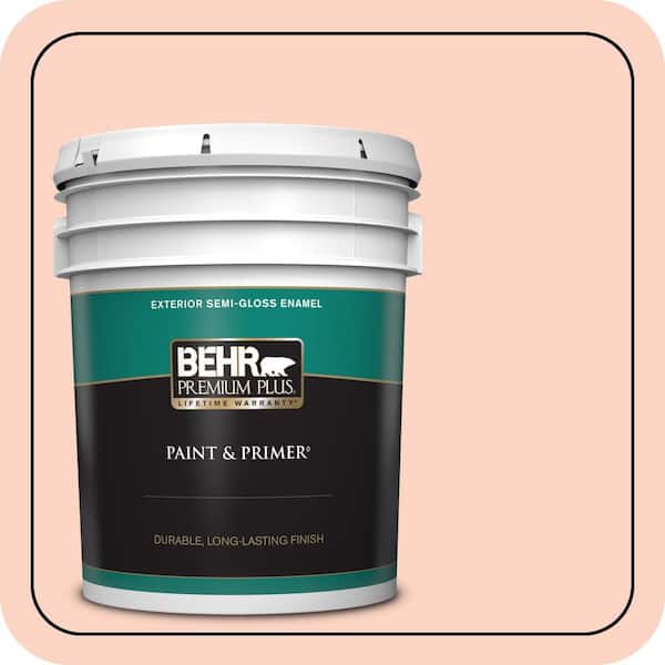 BEHR PREMIUM PLUS 5 gal. #210A-2 Coral Dune Semi-Gloss Enamel Exterior Paint & Primer