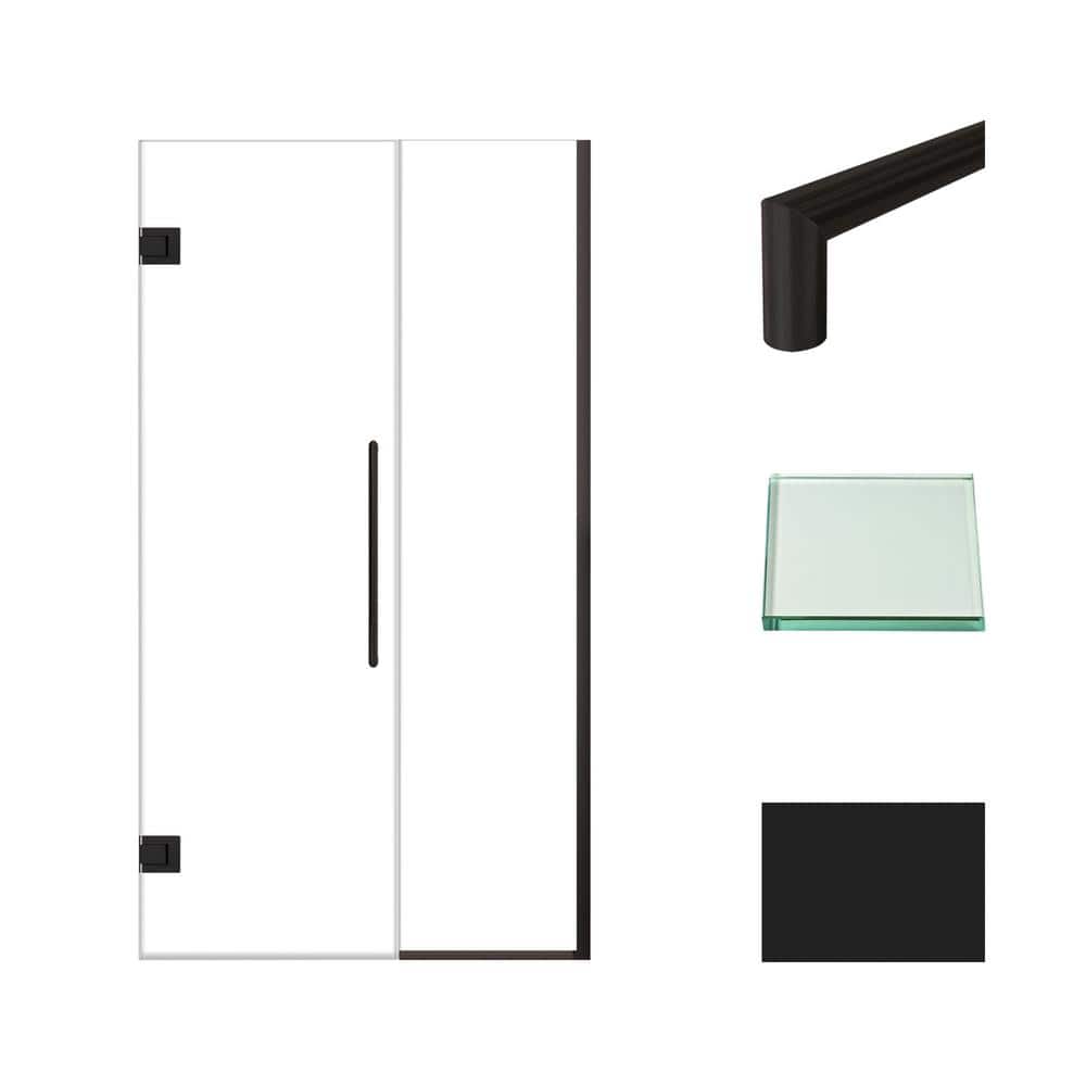 Elizabeth Matte Black 42" x 76" Frameless Shower Door with Clear Glass