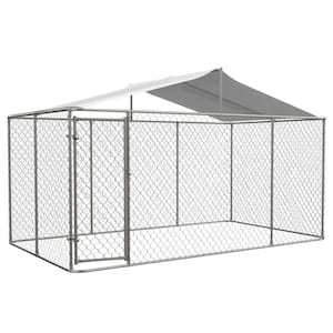 91 in. x 157 in. x 90 in. Metal Heavy-Duty Freestanding Dog Kennel Pet Cage with Waterproof Roof