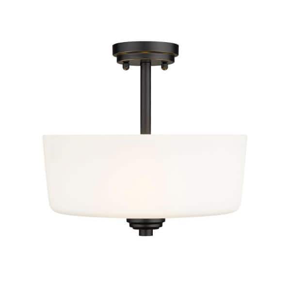 Matte Black and Bronze LED Semi-Flush Mount Ceiling Light