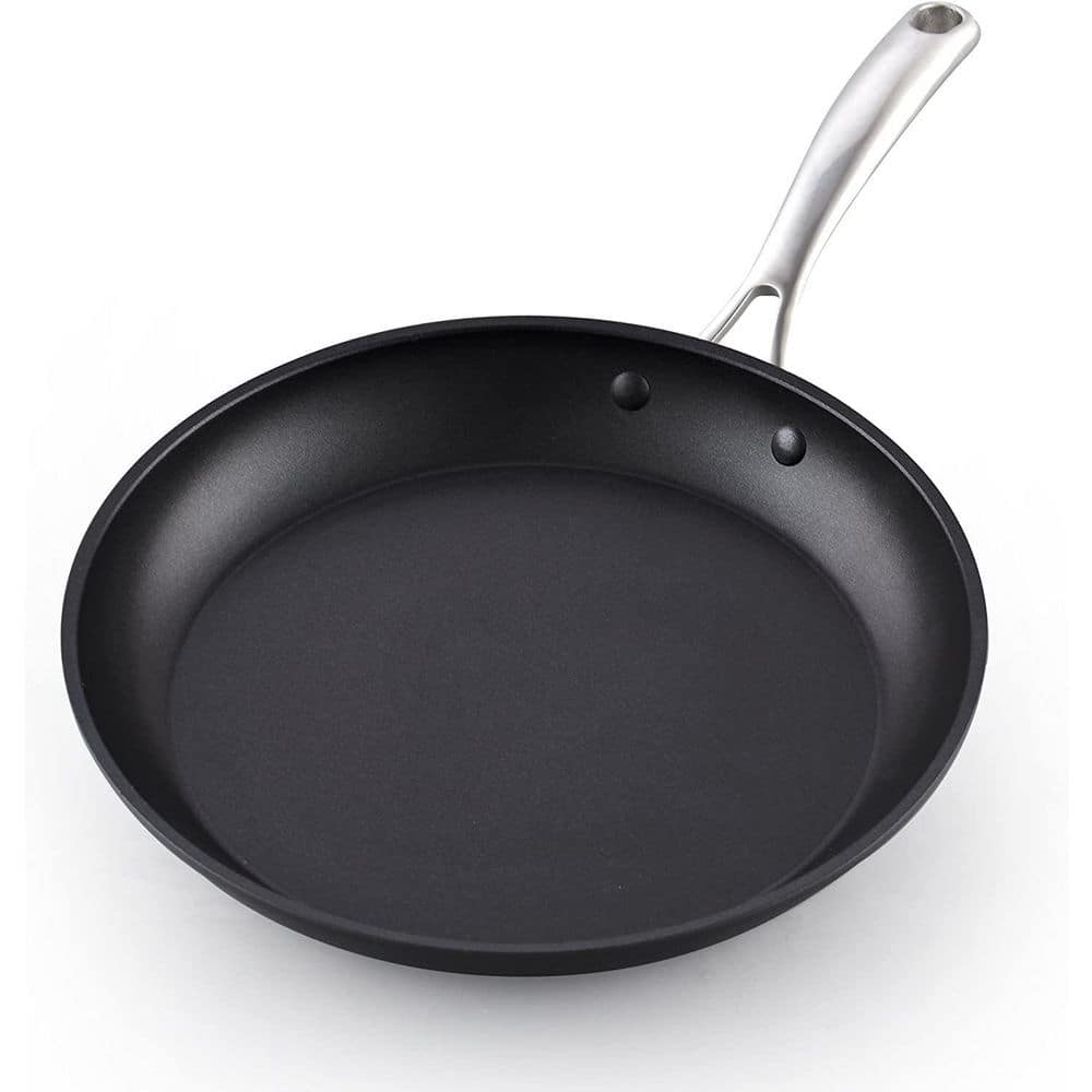 3-Piece Black Aluminum Nonstick Frying Pan Set with Stainless Steel Handles