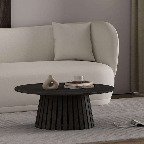 Manhattan Comfort Layla 35.4 in. Modern Black Round MDF Coffee Table